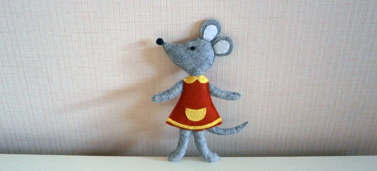 Мышка из ткани плоские