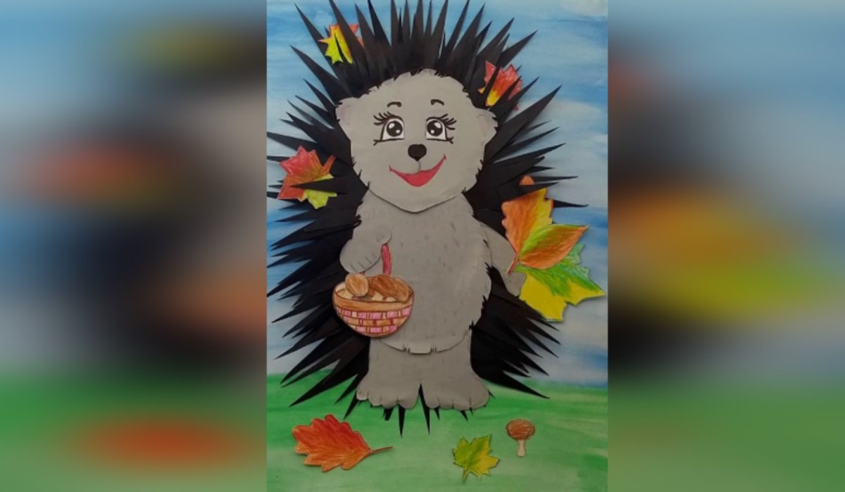 Поделка Ёжики с грибочками из бумаги
