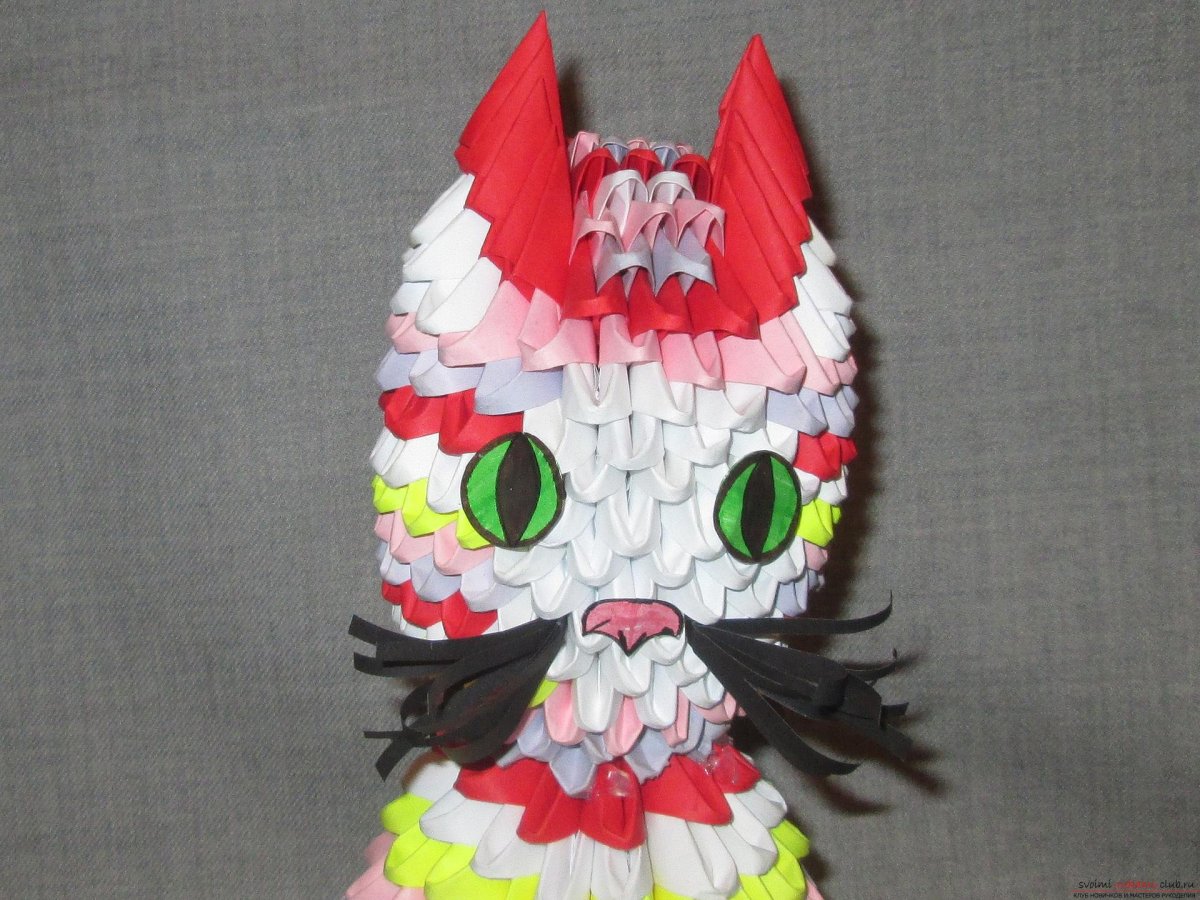 Модульное оригами кошечка