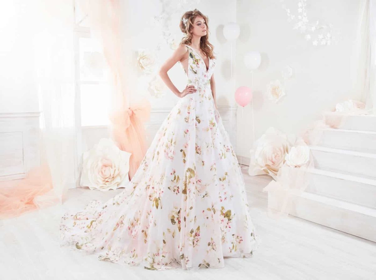 Свадебные платья с цветочным принтом