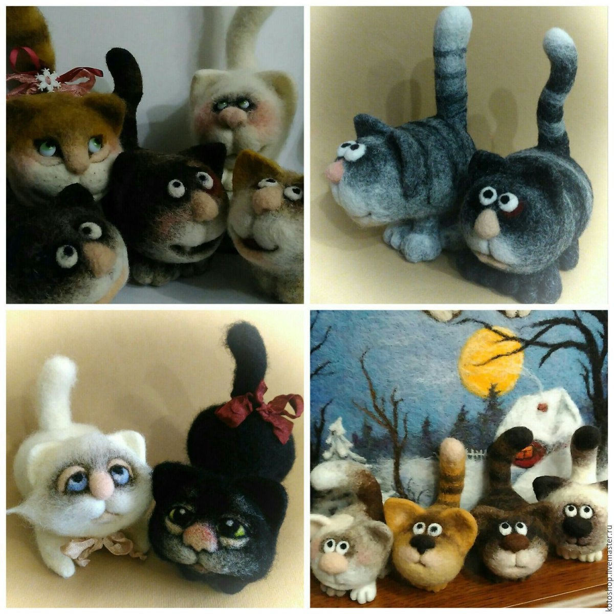 Валяные игрушки котики