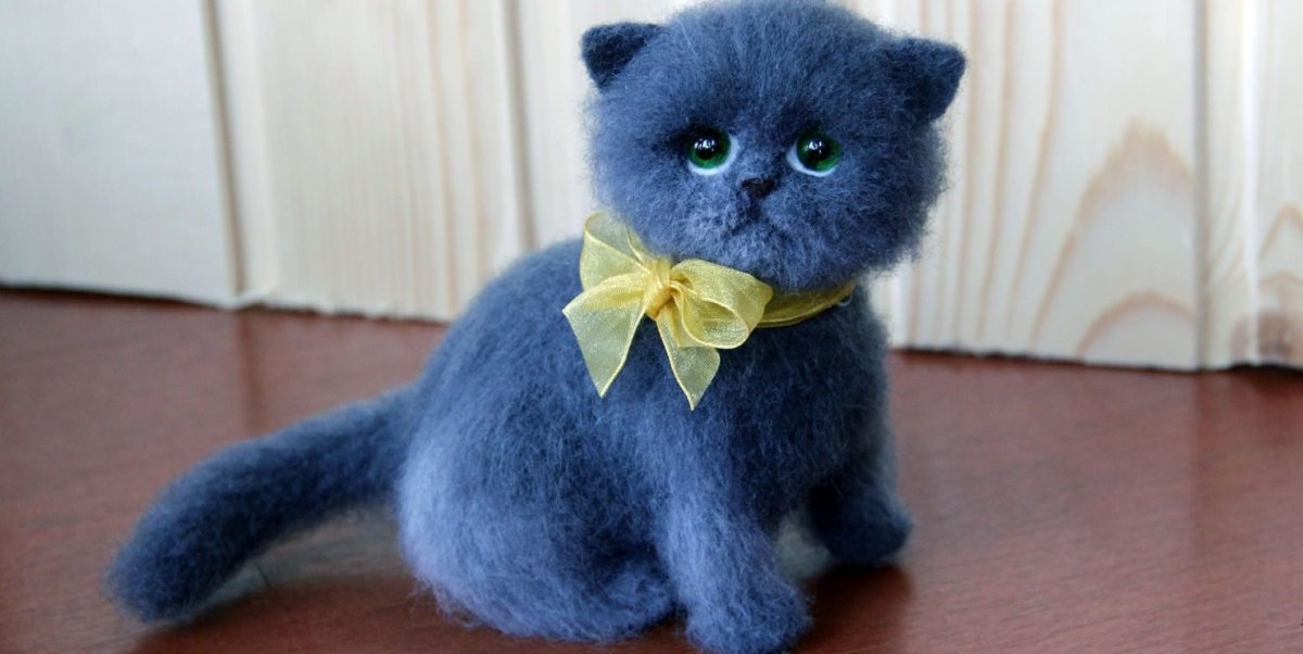 Кот валяный из шерсти