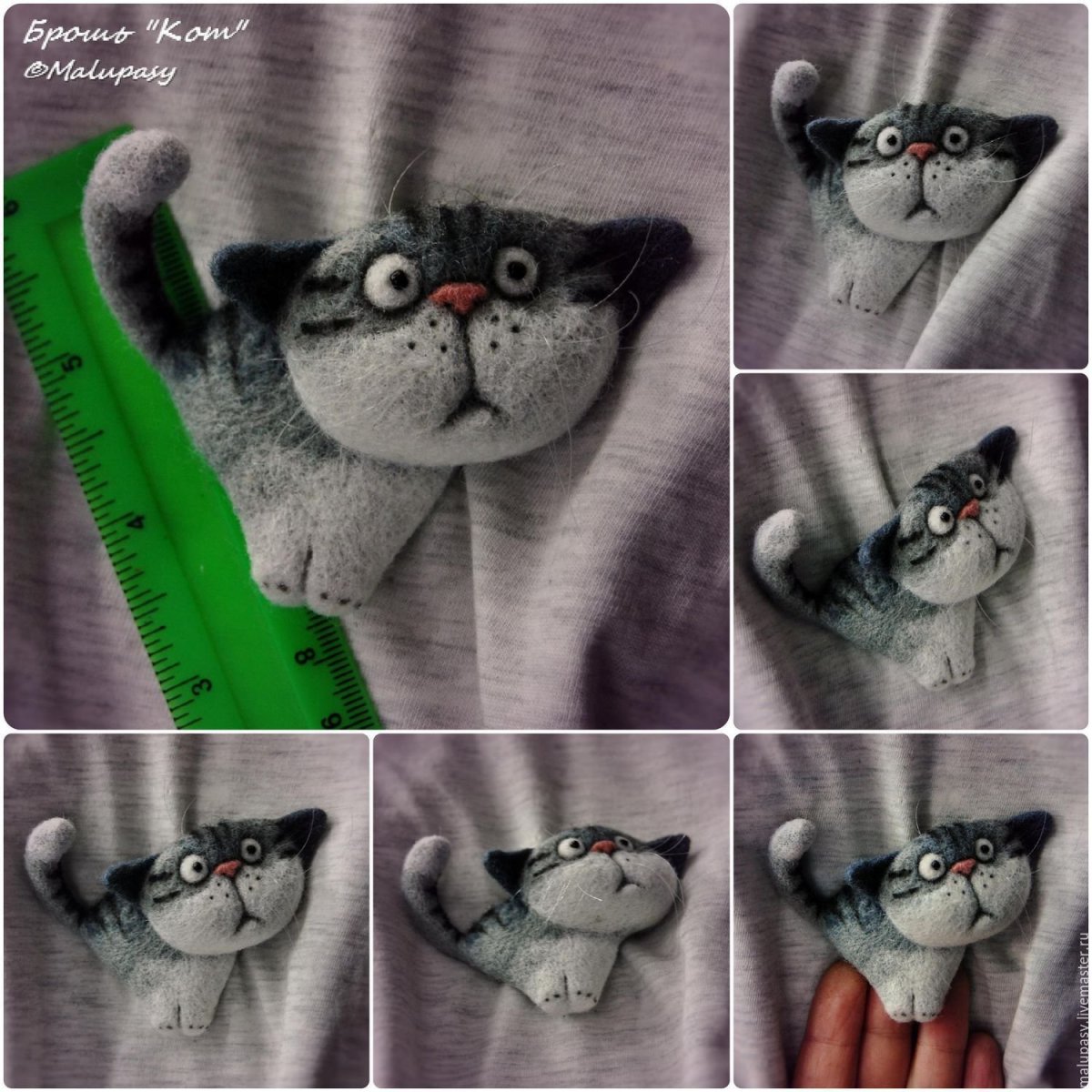 Валяные броши котики