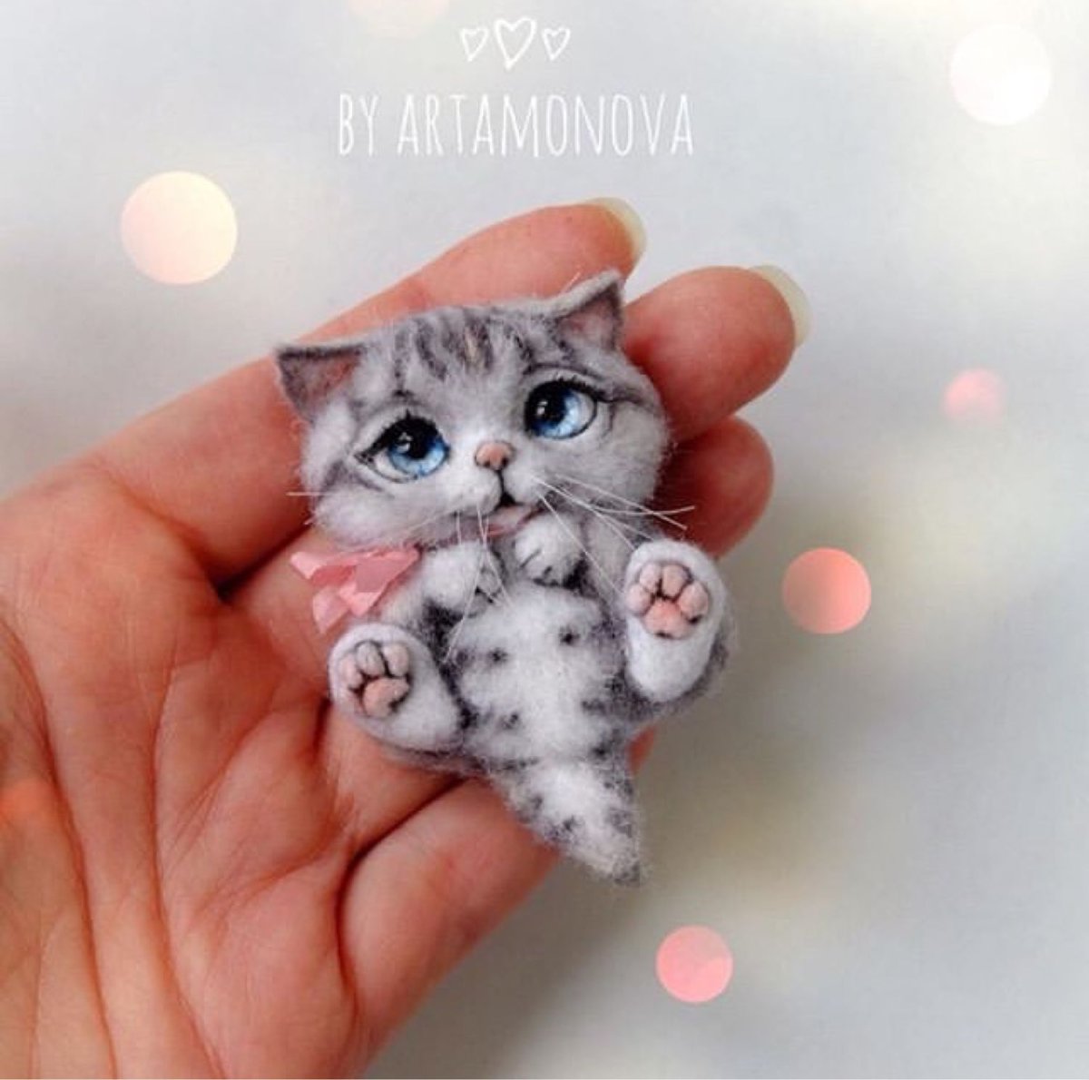 Валяные броши котики