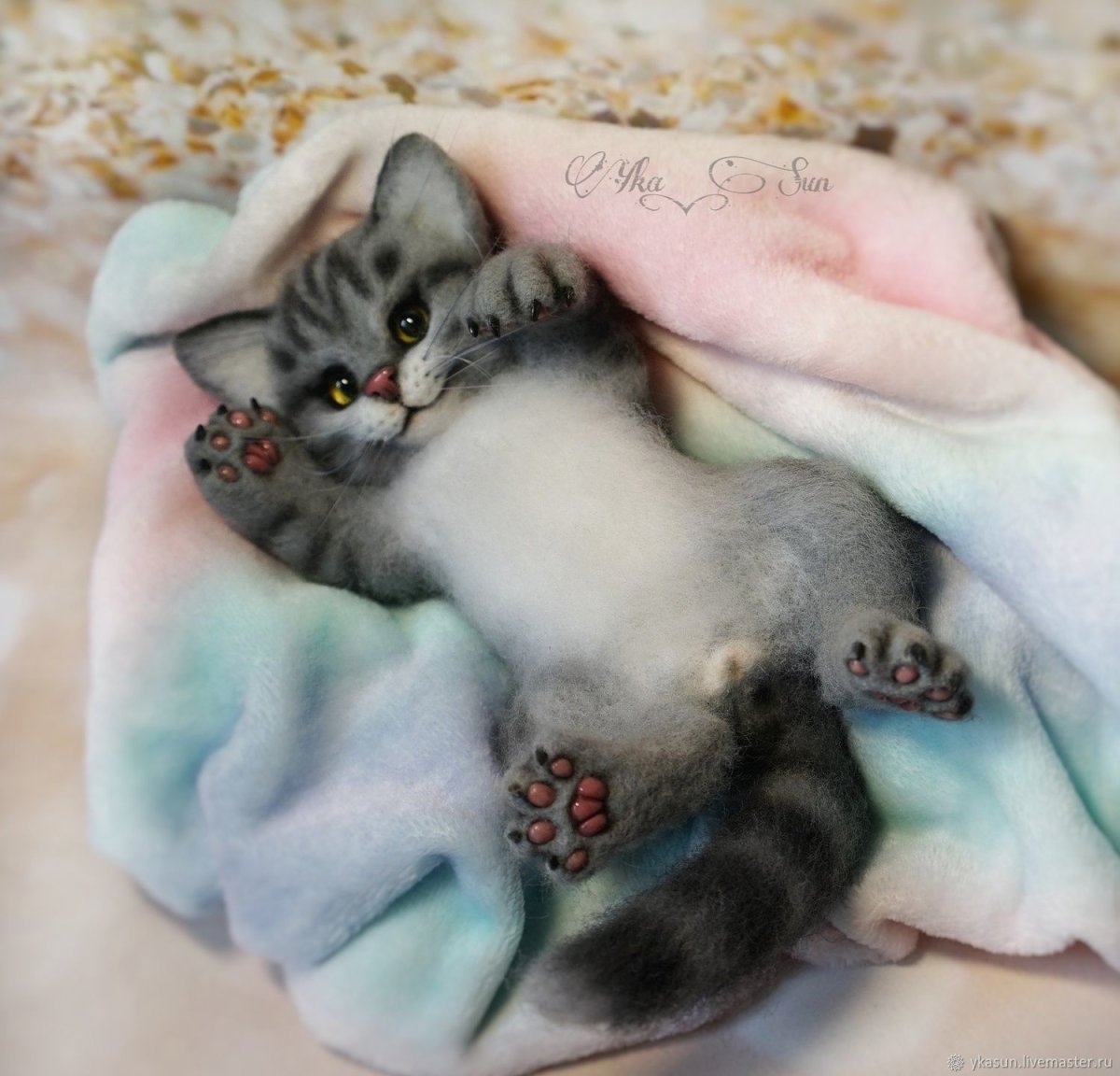 Котенок из шерсти валяние