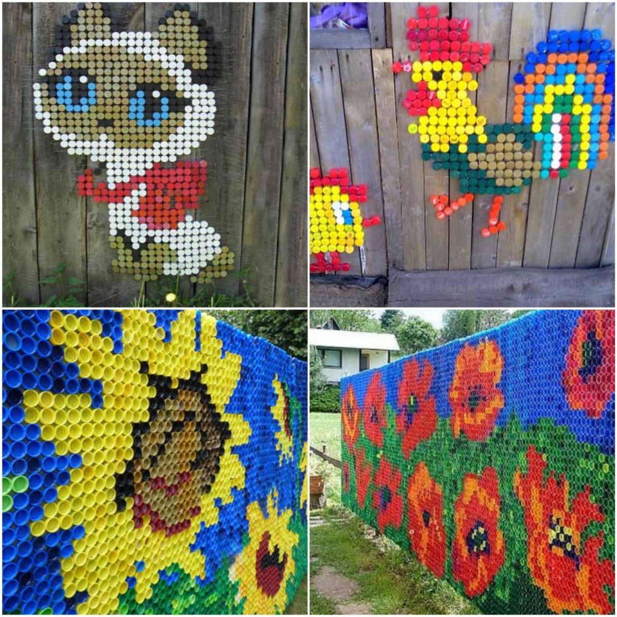 Забор из пластиковых крышек