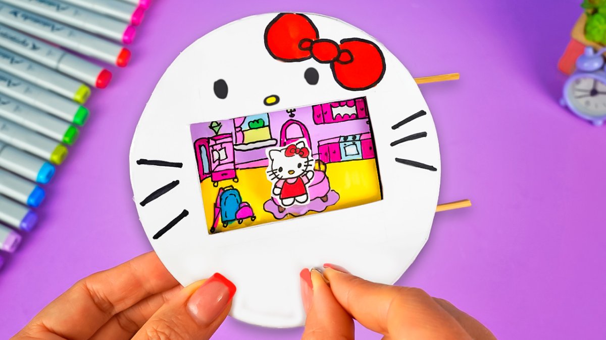 Бумажный мини домик hello Kitty