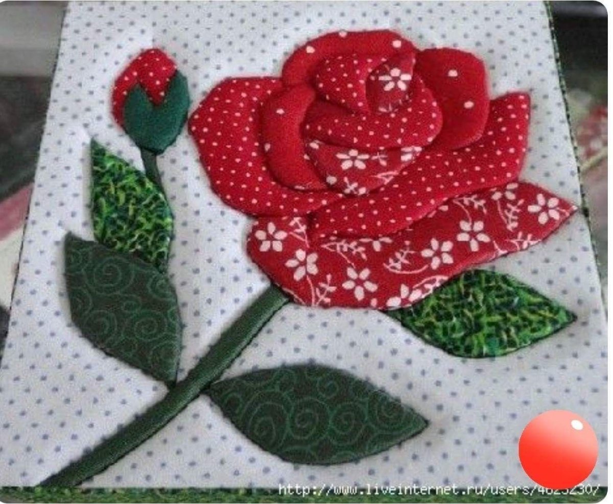 Пэчворк розы из ткани