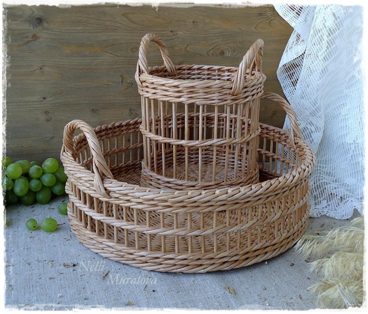 Корзина из газетной лозы