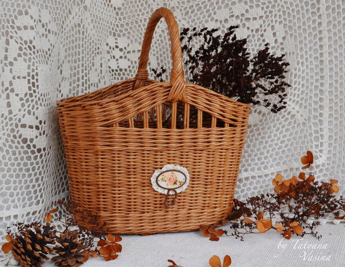 Плетеные корзины с декупажем