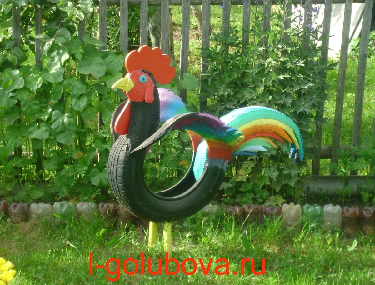 Садовые фигуры из шин