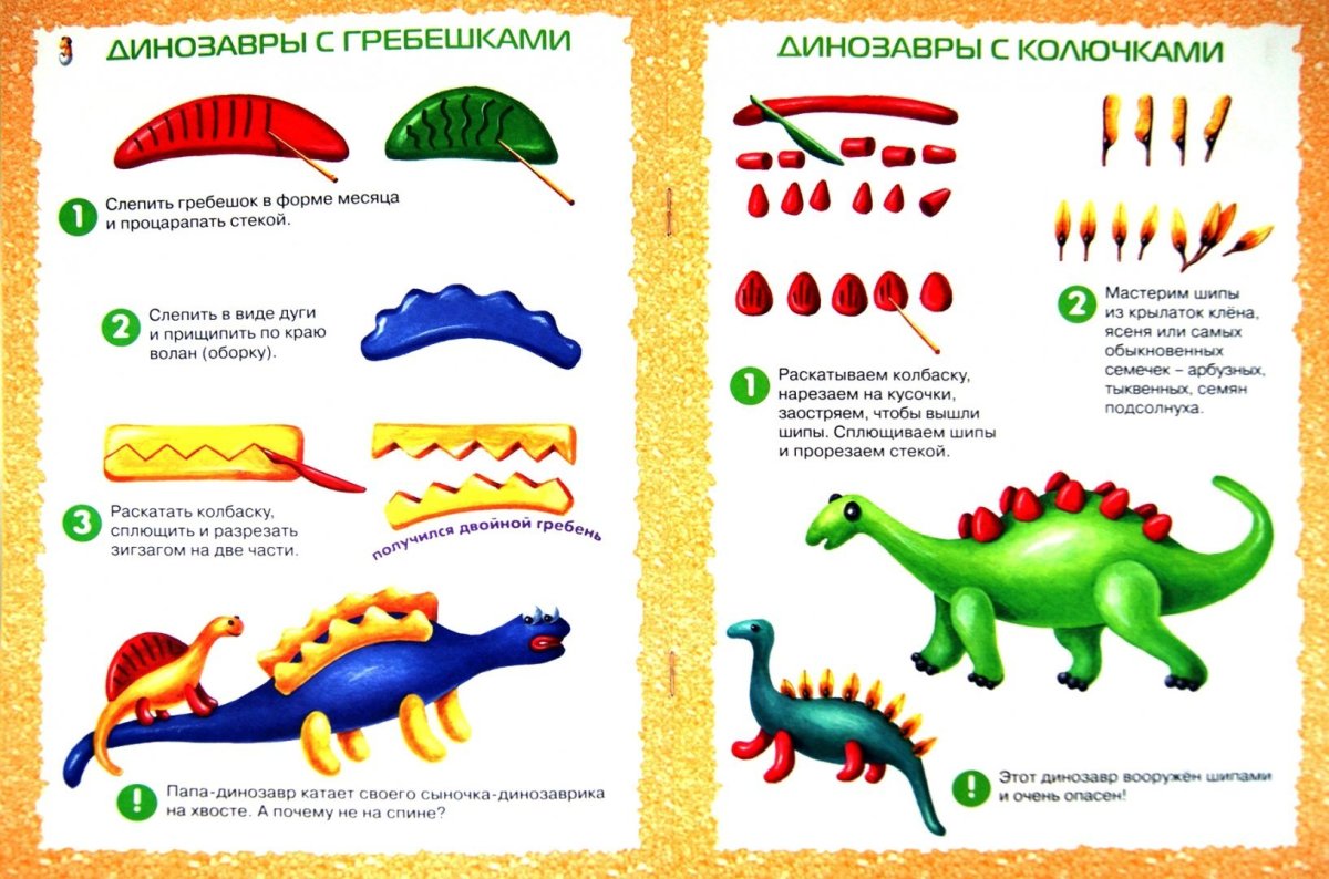Схема лепки динозавра