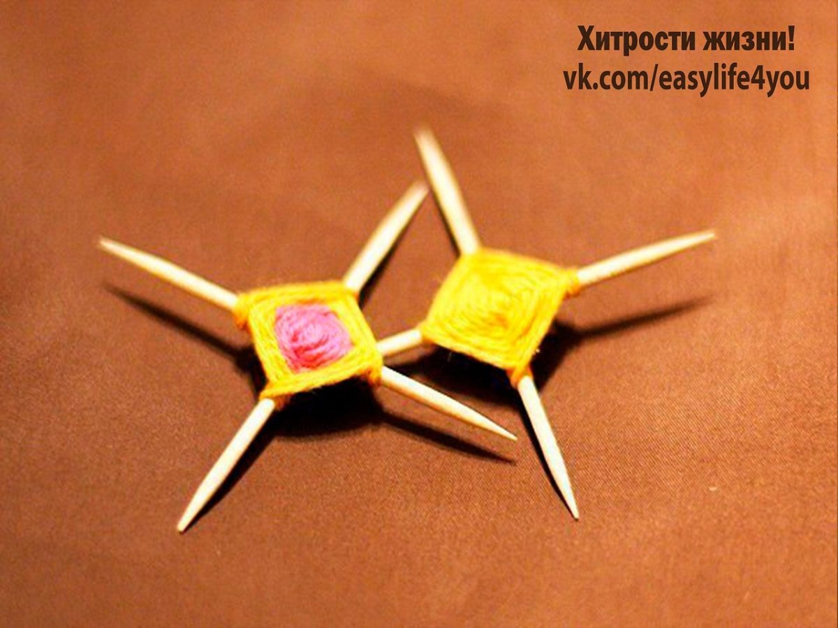 Мандалы из ниток на зубочистках