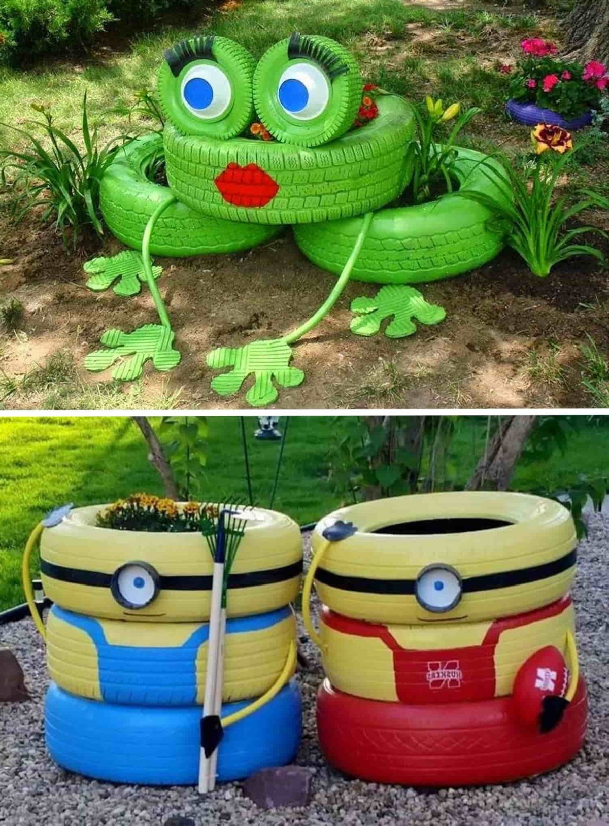 Клумба из шин