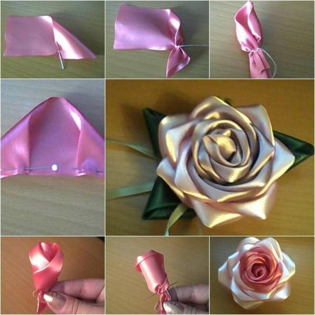 Розы из лент