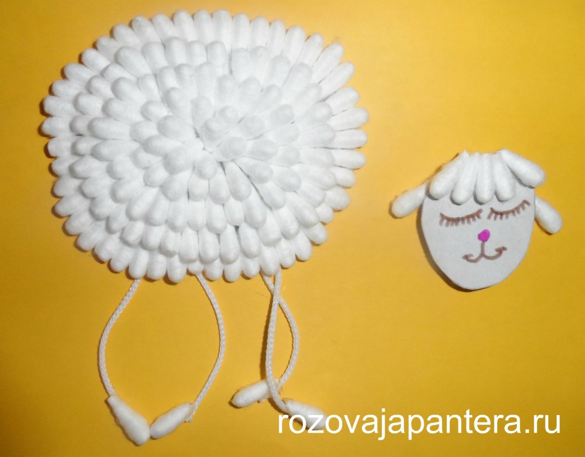 Овечка из ватных палочек