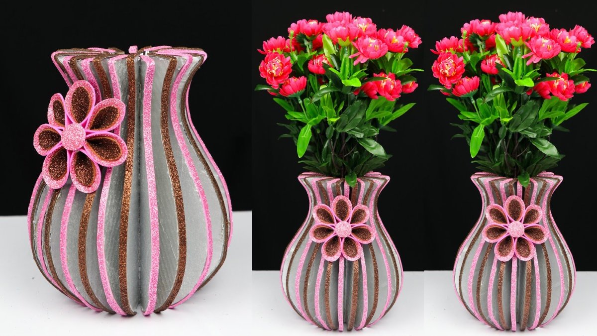 Поделка ваза с цветами
