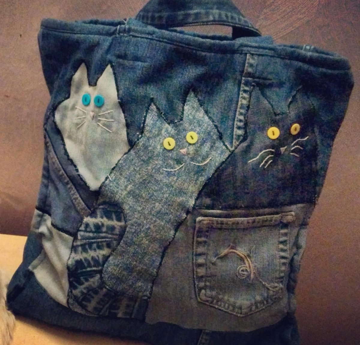 Джинсовые сумки с кошками