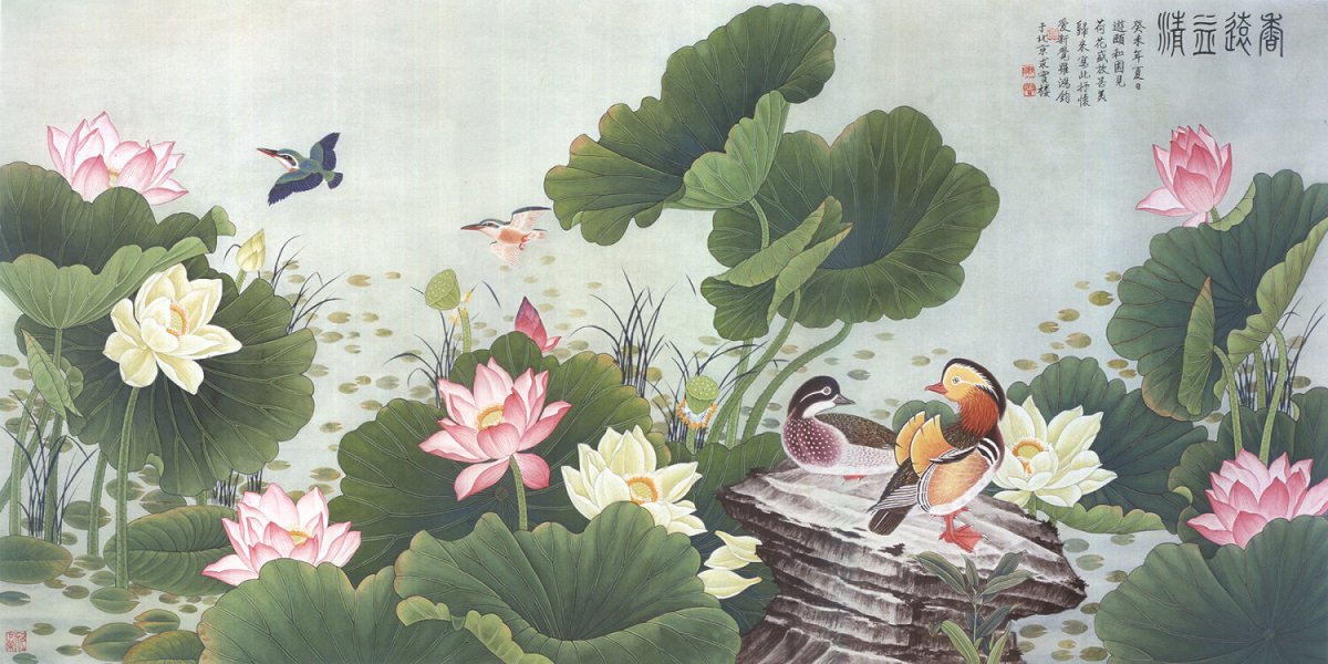 Китайская живопись Лотосы кувшинки