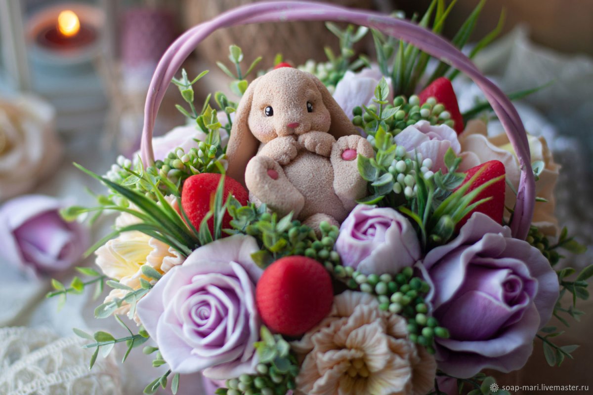 Мыло кролик в корзинке