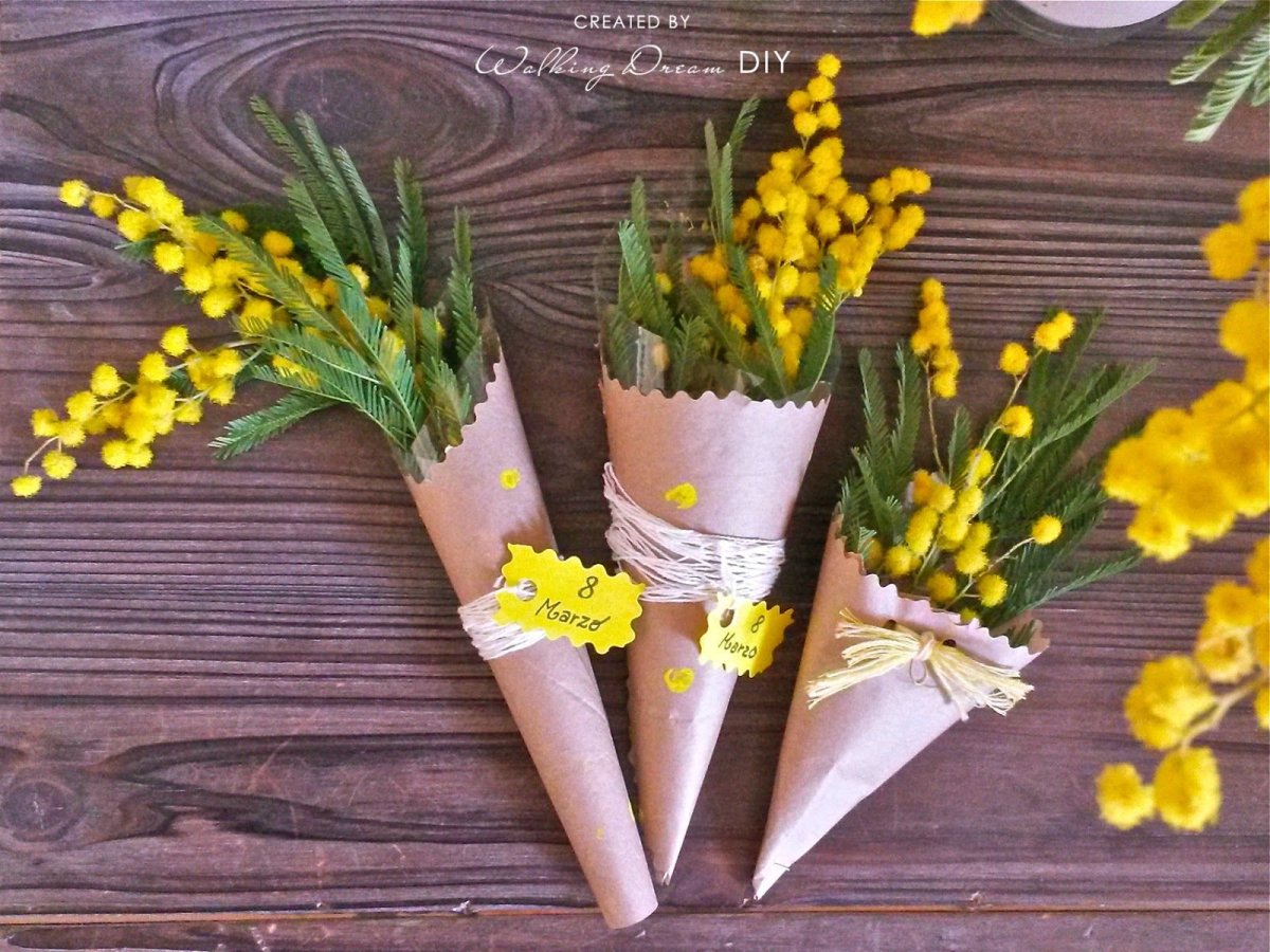 Мини букеты с мимозой