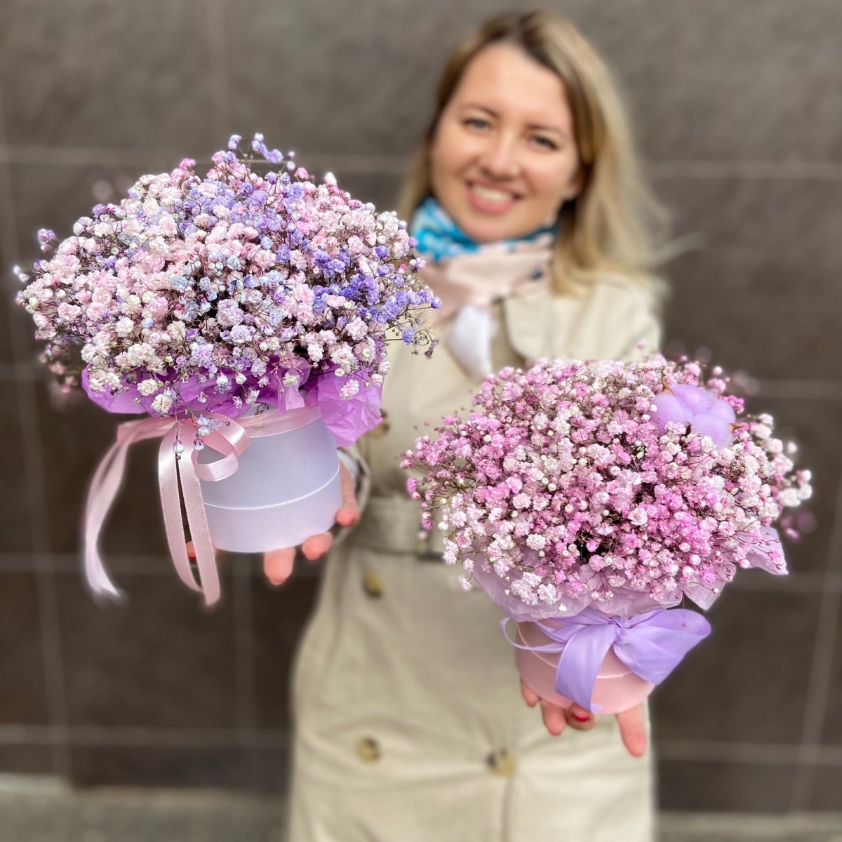 Мини коробочки с гипсофилой